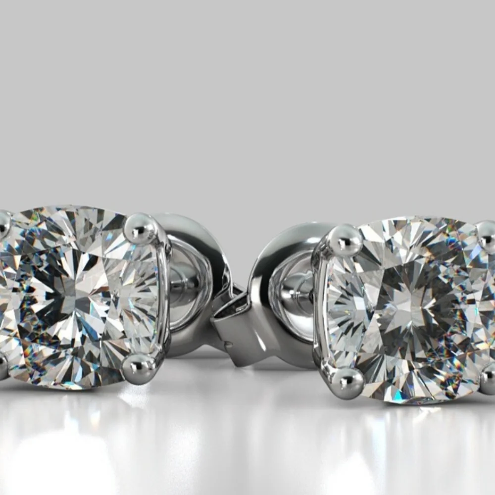 Elegant 6ct Cerified Moissanite Silver Stud Earrings - Picture 2 of 9